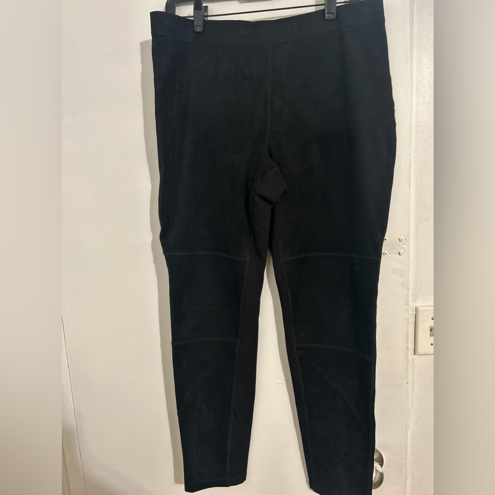Karl Lagerfeld black suede legging sz L